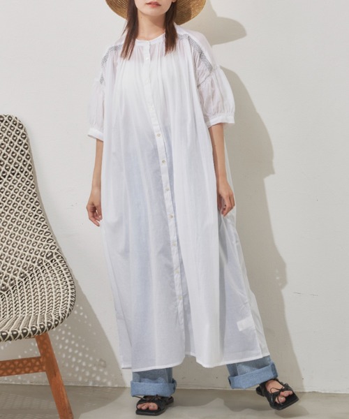 MERLOT（メルロー）の「カラーシャーリングワンピース（シャツワンピース・レディース・グリーン/ネイビー/ホワイト・FREE）」の5枚目の写真