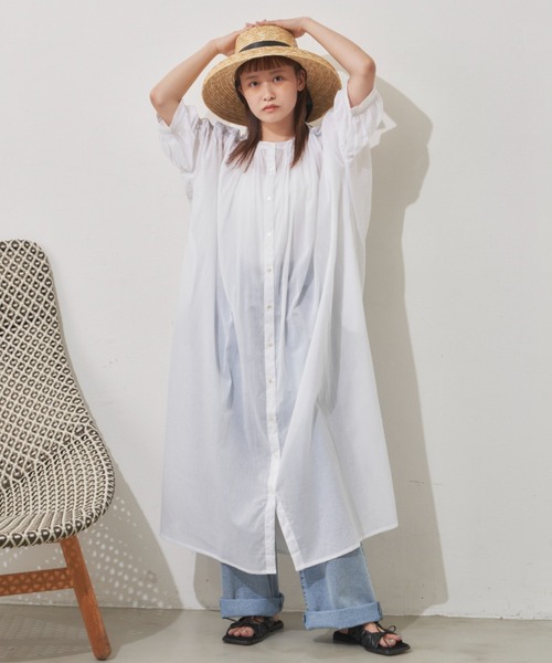 MERLOT（メルロー）の「カラーシャーリングワンピース（シャツワンピース・レディース・グリーン/ネイビー/ホワイト・FREE）」の6枚目の写真