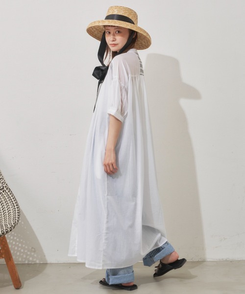 MERLOT（メルロー）の「カラーシャーリングワンピース（シャツワンピース・レディース・グリーン/ネイビー/ホワイト・FREE）」の7枚目の写真