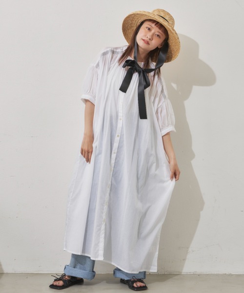 MERLOT（メルロー）の「カラーシャーリングワンピース（シャツワンピース・レディース・グリーン/ネイビー/ホワイト・FREE）」の8枚目の写真