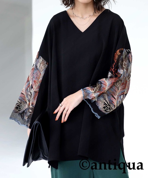 antiqua(アンティカ)の「刺繍デザイントップス(Tシャツ/カットソー・レディース・ブラック・FREE)」の17枚目の写真