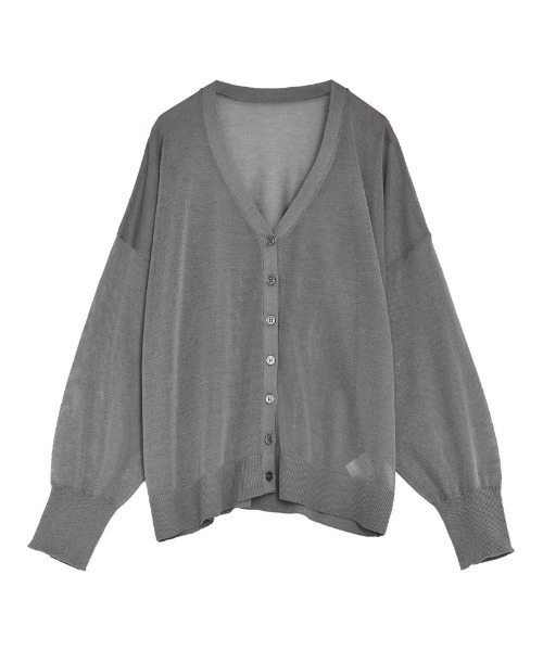 サステナブル][接触冷感]麻タッチシアーニットカーディガン