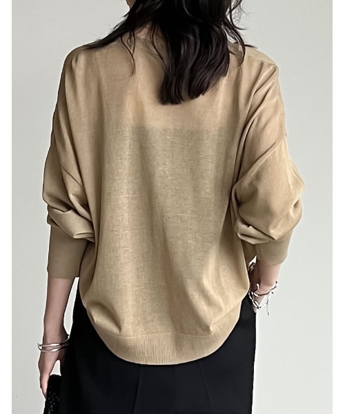 Re:EDIT（リエディ）の「[サステナブル][接触冷感]麻タッチシアーニットカーディガン（カーディガン/ボレロ・レディース・ブラック/ピンク/ブルー/グリーン/ホワイト/オレンジ/ブラック系その他/ブラウン/ホワイト系その他/ベージュ/チャコールグレー/ライトピンク・MEDIUM/LARGE）」の22枚目の写真