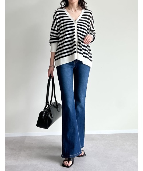 Re:EDIT（リエディ）の「[サステナブル][接触冷感]麻タッチシアーニットカーディガン（カーディガン/ボレロ・レディース・ブラック/ピンク/ブルー/グリーン/ホワイト/オレンジ/ブラック系その他/ブラウン/ホワイト系その他/ベージュ/チャコールグレー/ライトピンク・MEDIUM/LARGE）」の18枚目の写真