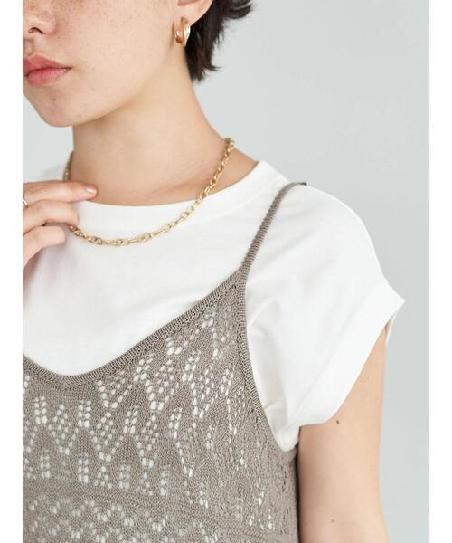 earth music&ecology（アースミュージックアンドエコロジー）の「クロッシェ編キャミワンピース（ワンピース・レディース・ブラウン/グレイッシュベージュ・FREE）」の18枚目の写真