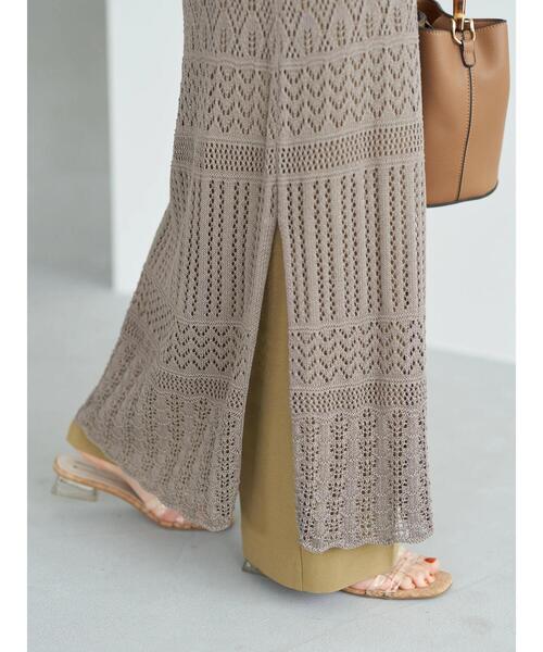 earth music&ecology（アースミュージックアンドエコロジー）の「クロッシェ編キャミワンピース（ワンピース・レディース・ブラウン/グレイッシュベージュ・FREE）」の16枚目の写真