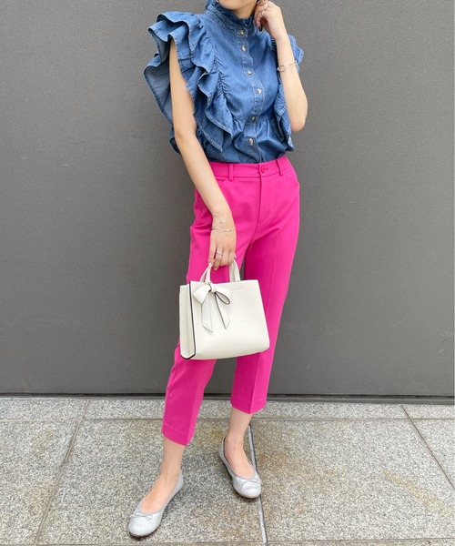 StyleSea(スタイルシー)の「デニムヨークフリルノースリーブブラウス(シャツ/ブラウス・レディース・ライトブルー/ブルー・MEDIUM)」の12枚目の写真