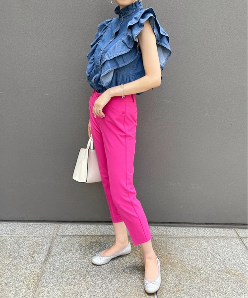 StyleSea(スタイルシー)の「デニムヨークフリルノースリーブブラウス(シャツ/ブラウス・レディース・ライトブルー/ブルー・MEDIUM)」の13枚目の写真