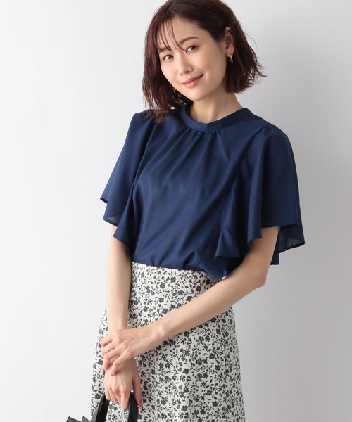 FRAMeWORK フレンチリネンフリルプルオーバー ブラック FRAMeWORK フレンチリネンフリルプルオーバー ブラック