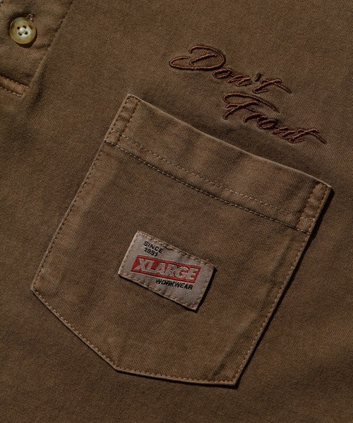 XLARGE（エクストララージ）の「HENLEY NECK S/S POCKET TEE/ ヘンリーネック　ポケット　半袖　Tシャツ（Tシャツ/カットソー・メンズ・ブラック/ブルー/パープル/ブラウン・M/L/S/XL）」の6枚目の写真