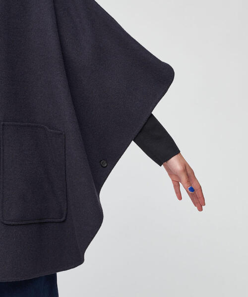 ライトダブルフェイスシャギー ハイネックポンチョ