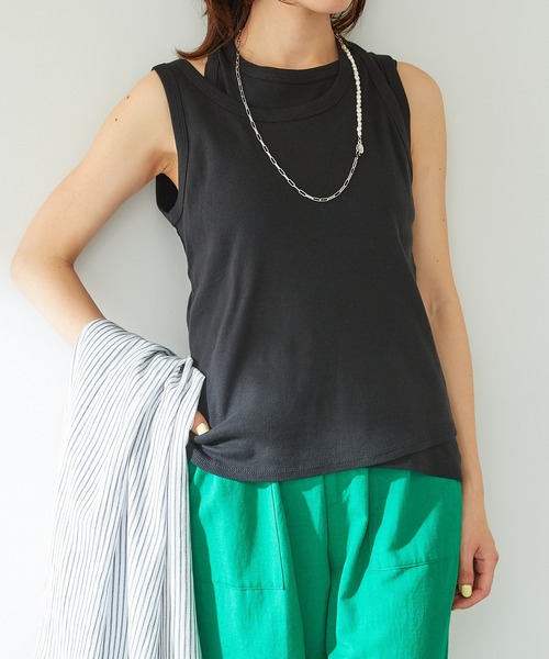 COLLAGE GALLARDAGALANTE（コラージュガリャルダガランテ）の「レイヤードタンクトップ（タンクトップ・レディース・ブラック/パープル・FREE）」の2枚目の写真