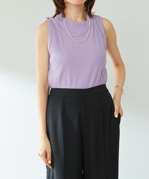 COLLAGE GALLARDAGALANTE（コラージュガリャルダガランテ）の「レイヤードタンクトップ（タンクトップ・レディース・ブラック/パープル・FREE）」の3枚目の写真