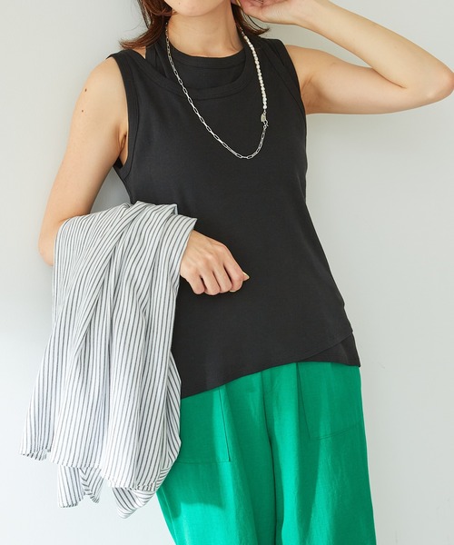 COLLAGE GALLARDAGALANTE（コラージュガリャルダガランテ）の「レイヤードタンクトップ（タンクトップ・レディース・ブラック/パープル・FREE）」の21枚目の写真