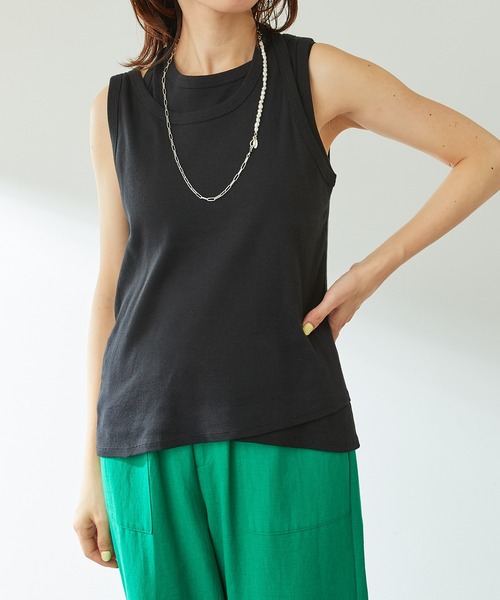 COLLAGE GALLARDAGALANTE（コラージュガリャルダガランテ）の「レイヤードタンクトップ（タンクトップ・レディース・ブラック/パープル・FREE）」の9枚目の写真