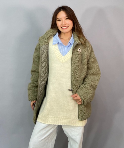 ROXY(ロキシー)の「ROXY/ロキシー ビッグシルエット/オーバーサイズ/無地ボアジャケット RZP224019(その他アウター・レディース・カーキ/ブラック/ベージュ/ホワイト・M/L)」の12枚目の写真