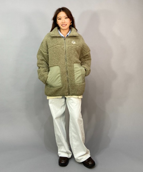 ROXY(ロキシー)の「ROXY/ロキシー ビッグシルエット/オーバーサイズ/無地ボアジャケット RZP224019(その他アウター・レディース・カーキ/ブラック/ベージュ/ホワイト・M/L)」の14枚目の写真