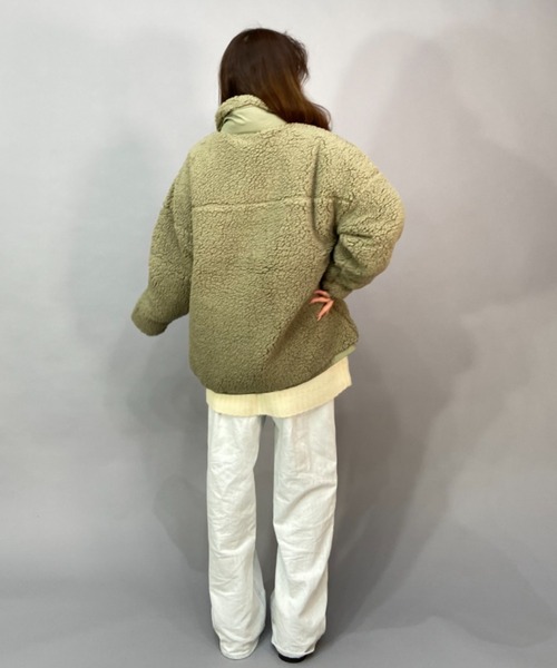 ROXY(ロキシー)の「ROXY/ロキシー ビッグシルエット/オーバーサイズ/無地ボアジャケット RZP224019(その他アウター・レディース・カーキ/ブラック/ベージュ/ホワイト・M/L)」の16枚目の写真