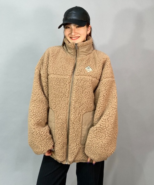 ROXY(ロキシー)の「ROXY/ロキシー ビッグシルエット/オーバーサイズ/無地ボアジャケット RZP224019(その他アウター・レディース・カーキ/ブラック/ベージュ/ホワイト・M/L)」の7枚目の写真