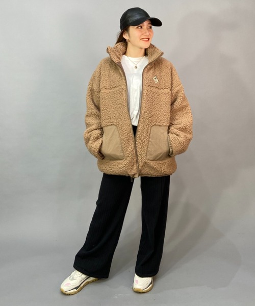 ROXY(ロキシー)の「ROXY/ロキシー ビッグシルエット/オーバーサイズ/無地ボアジャケット RZP224019(その他アウター・レディース・カーキ/ブラック/ベージュ/ホワイト・M/L)」の10枚目の写真