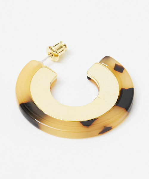 Abahouse Devinette(ドゥヴィネット)の「【sauvage peau】べっ甲メタルフープピアス(ピアス(両耳用)・レディース・ベージュ/ブラウン・フリー)」の7枚目の写真