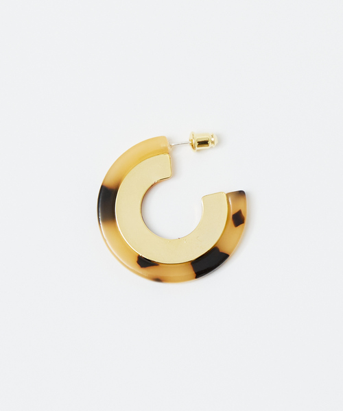 Abahouse Devinette(ドゥヴィネット)の「【sauvage peau】べっ甲メタルフープピアス(ピアス(両耳用)・レディース・ベージュ/ブラウン・フリー)」の8枚目の写真