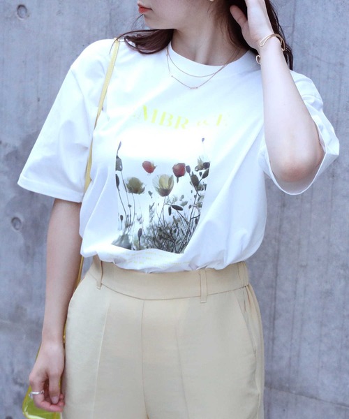 HONEYSUCKLE ROSE（ハニーサックルローズ）の「【HONEYSUCKLE ROSE】フォトプリントＴシャツ（Tシャツ/カットソー・レディース・ホワイト/ブラック/ブラック×パープル・M/L）」の7枚目の写真