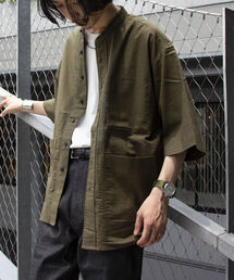 GLOSTER | 【GLOSTER/グロスター】ユーロミリタリー バンドカラービッグシャツ シャツアウター(シャツ/ブラウス)