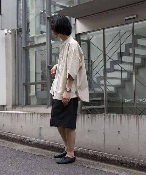 GLOSTER（グロスター）の「【GLOSTER/グロスター】ユーロミリタリー バンドカラービッグシャツ シャツアウター（シャツ/ブラウス・メンズ・キナリ/チャコールグレー/オリーブ・S/M/L）」の9枚目の写真