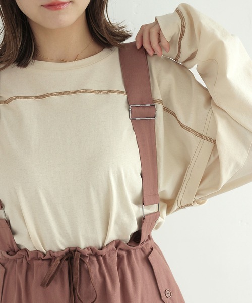 Crisp（クリスプ）の「2wayロングTシャツ（Tシャツ/カットソー・レディース・パープル/アイボリー・FREE）」の4枚目の写真