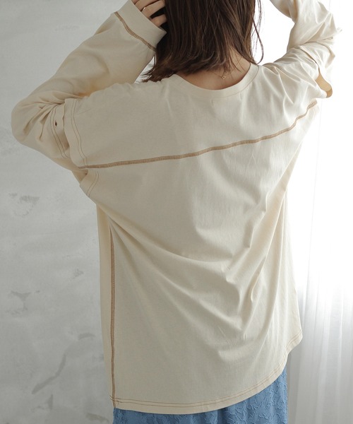 Crisp（クリスプ）の「2wayロングTシャツ（Tシャツ/カットソー・レディース・パープル/アイボリー・FREE）」の9枚目の写真