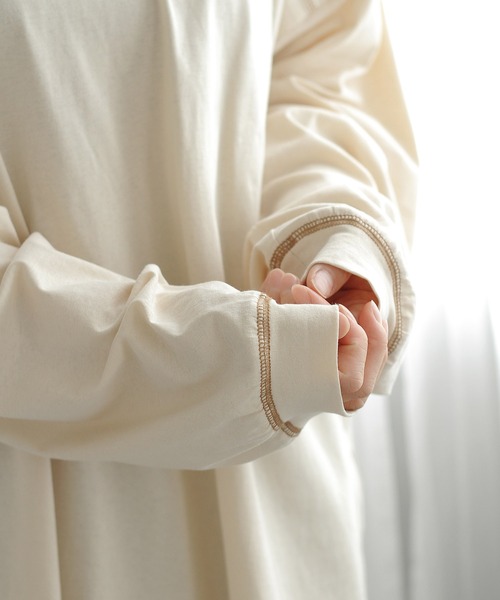 Crisp（クリスプ）の「2wayロングTシャツ（Tシャツ/カットソー・レディース・パープル/アイボリー・FREE）」の13枚目の写真