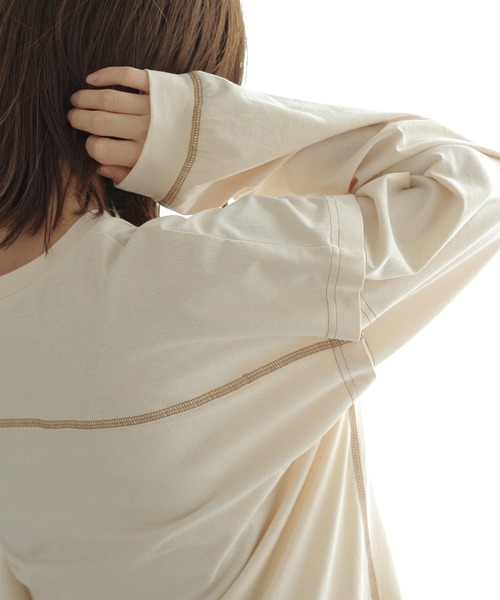 Crisp（クリスプ）の「2wayロングTシャツ（Tシャツ/カットソー・レディース・パープル/アイボリー・FREE）」の14枚目の写真