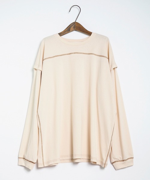 Crisp（クリスプ）の「2wayロングTシャツ（Tシャツ/カットソー・レディース・パープル/アイボリー・FREE）」の15枚目の写真