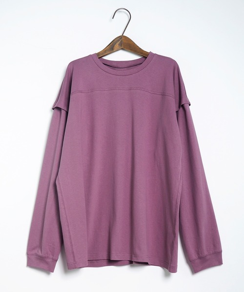 Crisp（クリスプ）の「2wayロングTシャツ（Tシャツ/カットソー・レディース・パープル/アイボリー・FREE）」の16枚目の写真