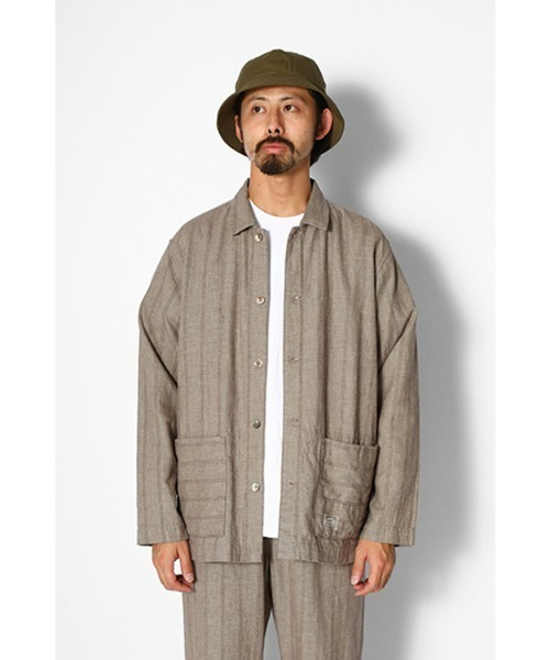 Snow Peak（スノーピーク）の「C/L Merange Stripe Shirt Jacket（カバーオール・メンズ・ブラウン/オリーブ・1/MEDIUM/SMALL/LARGE/X-LARGE）」の5枚目の写真