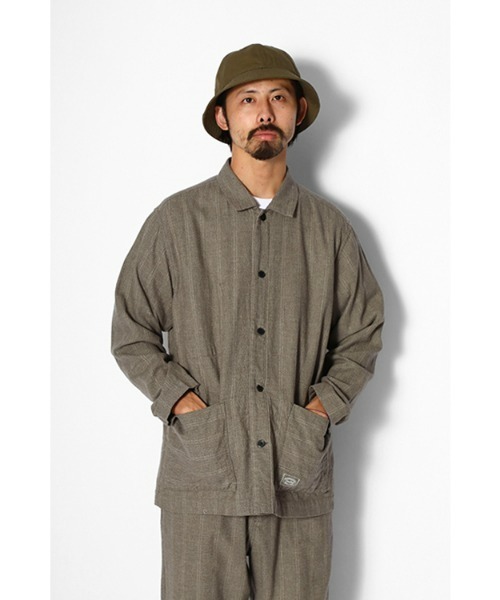 Snow Peak（スノーピーク）の「C/L Merange Stripe Shirt Jacket（カバーオール・メンズ・ブラウン/オリーブ・1/MEDIUM/SMALL/LARGE/X-LARGE）」の12枚目の写真