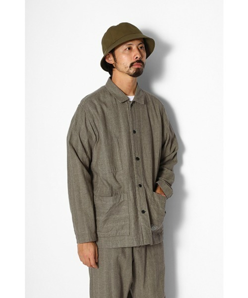 Snow Peak（スノーピーク）の「C/L Merange Stripe Shirt Jacket（カバーオール・メンズ・ブラウン/オリーブ・1/MEDIUM/SMALL/LARGE/X-LARGE）」の13枚目の写真