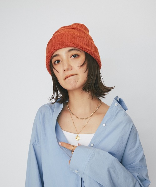 RIVE DROITE（リヴドロワ）の「秋冬スタイルの定番/ニットワッチ（ニットキャップ/ビーニー・レディース・ネイビー/オレンジ・FREE）」の13枚目の写真
