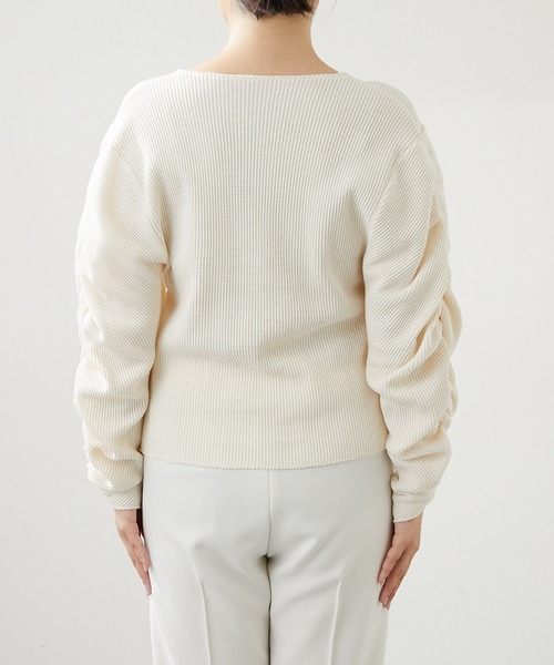 Whim Gazette（ウィムガゼット）の「【WEB限定】袖ギャザーフリルプルオーバー（Tシャツ/カットソー・レディース・チャコールグレー/ホワイト系その他・FREE）」の19枚目の写真