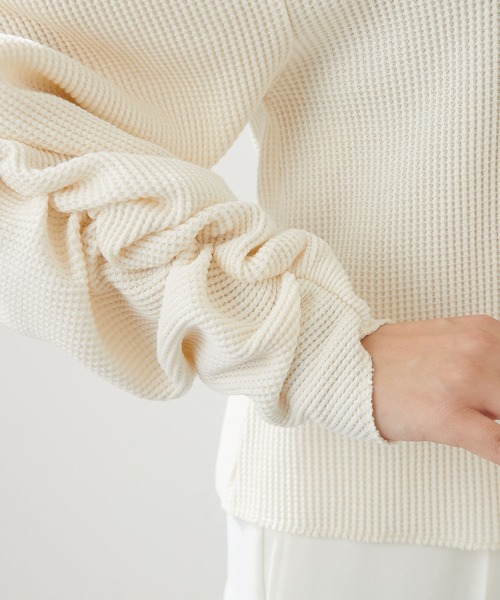 Whim Gazette（ウィムガゼット）の「【WEB限定】袖ギャザーフリルプルオーバー（Tシャツ/カットソー・レディース・チャコールグレー/ホワイト系その他・FREE）」の21枚目の写真