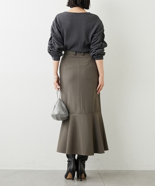 Whim Gazette（ウィムガゼット）の「【WEB限定】袖ギャザーフリルプルオーバー（Tシャツ/カットソー・レディース・チャコールグレー/ホワイト系その他・FREE）」の6枚目の写真