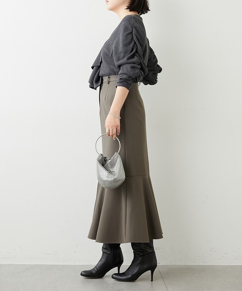 Whim Gazette（ウィムガゼット）の「【WEB限定】袖ギャザーフリルプルオーバー（Tシャツ/カットソー・レディース・チャコールグレー/ホワイト系その他・FREE）」の4枚目の写真