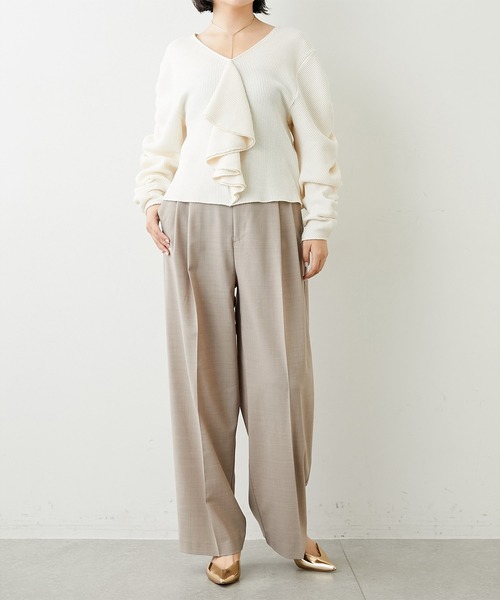 Whim Gazette（ウィムガゼット）の「【WEB限定】袖ギャザーフリルプルオーバー（Tシャツ/カットソー・レディース・チャコールグレー/ホワイト系その他・FREE）」の16枚目の写真