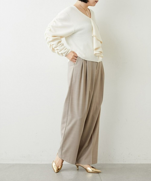 Whim Gazette（ウィムガゼット）の「【WEB限定】袖ギャザーフリルプルオーバー（Tシャツ/カットソー・レディース・チャコールグレー/ホワイト系その他・FREE）」の15枚目の写真