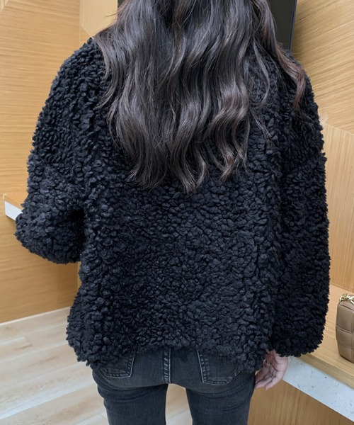 ECLIN（エクラン）の「ボリュームノーカラーボアブルゾン（ブルゾン・レディース・ブラック/ベージュ/モカ・FREE）」の12枚目の写真