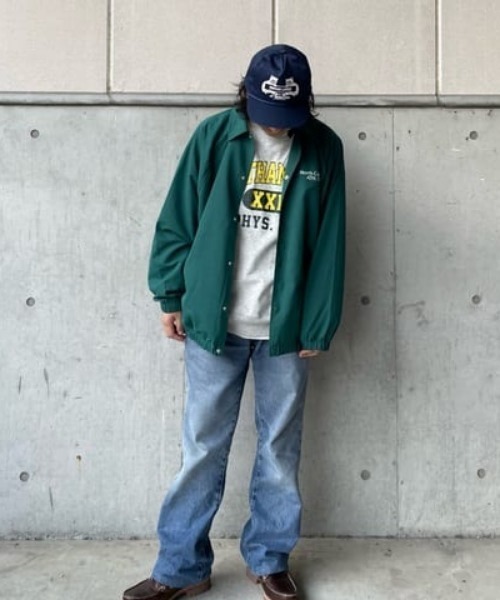 RODEO CROWNS WIDE BOWL（ロデオクラウンズワイドボウル）の「BIG コーチジャケット（ナイロンジャケット・メンズ・グリーン/ブラック/ベージュ・LARGE/MEDIUM）」の4枚目の写真