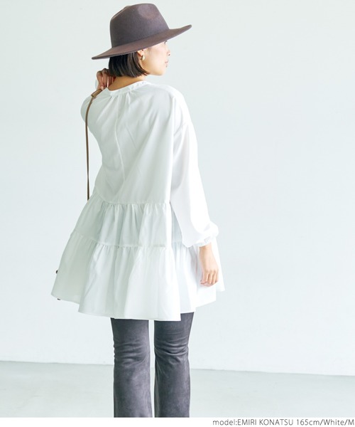 coca（coca）（コカ）の「ハリフワティアードチュニック（チュニック・レディース・ホワイト/ブラック・M/L）」の5枚目の写真