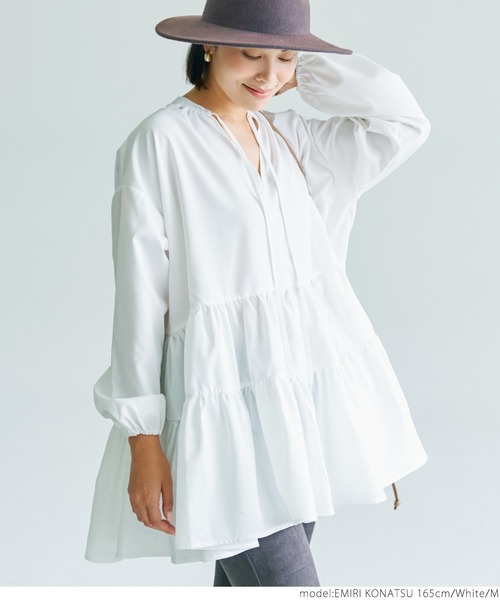 coca（coca）（コカ）の「ハリフワティアードチュニック（チュニック・レディース・ホワイト/ブラック・M/L）」の7枚目の写真