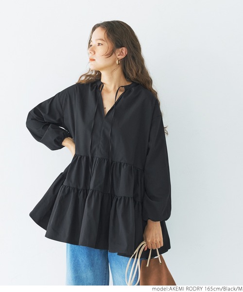 coca（coca）（コカ）の「ハリフワティアードチュニック（チュニック・レディース・ホワイト/ブラック・M/L）」の9枚目の写真